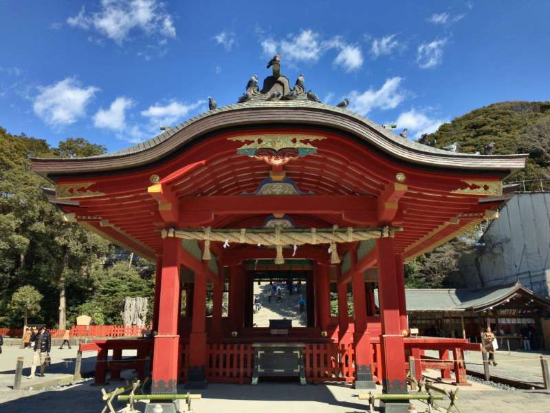 Kamakura Private Tour - The Lower Worship Hall at Tsurugaoka Hachimangu Shrine, where many rituals such as dedicatory dances and music are performed, in Central Kamakura Area