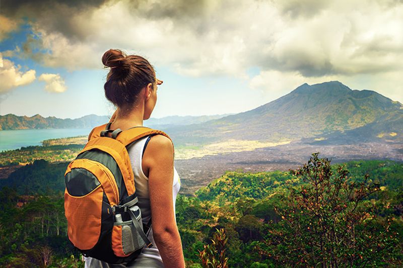 Bali Private Tour - View at Kintamani Hill, overlooking the active volcano of Batur 1717m above the sea lever and its Lake