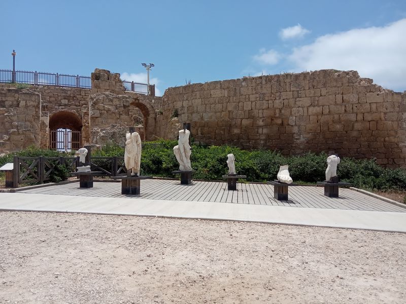 Caesarea Private Tour - Welcome to Caesarea line of statues