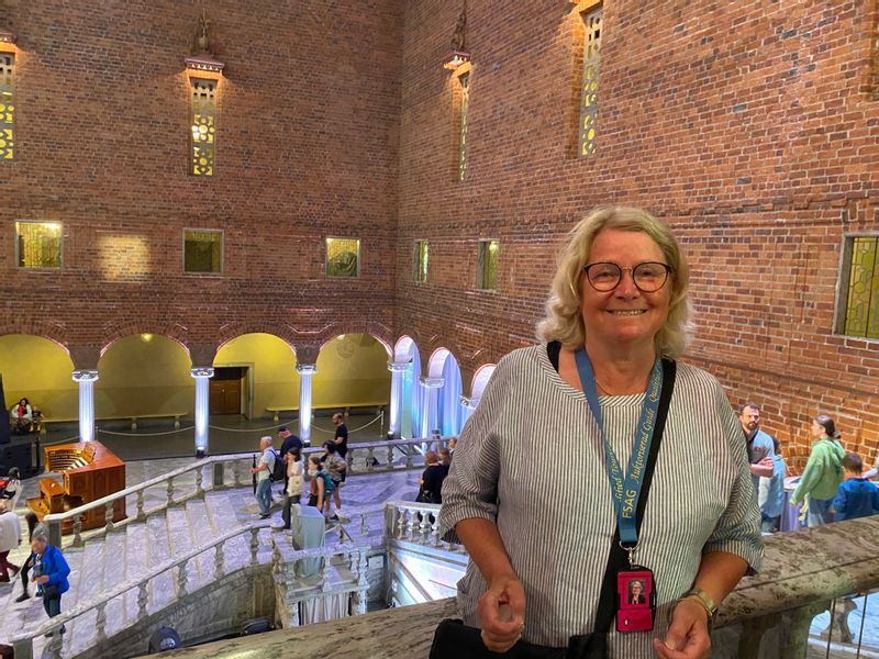 Stockholm Private Tour - Inside the City Hall overlooking the Blu Hall that in fact is red. Why? You will hear that during the tour!