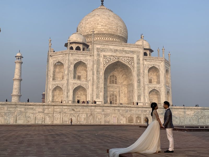 Agra Private Tour - Guest Enjoying the View of Tajmahal