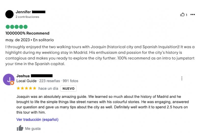 Madrid Private Tour - Reviews from previous tourists on this same tour