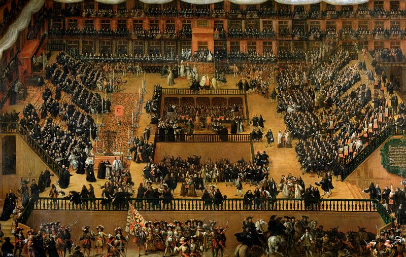 Madrid Private Tour - Painting showing the "act of faith" of 1680 done in Plaza Mayor