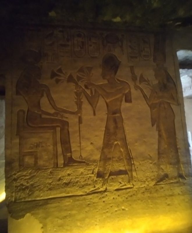 Aswan Private Tour - Ramses the great and his beloved wife Queen Nefertary presenting offering to Goddess Hathor