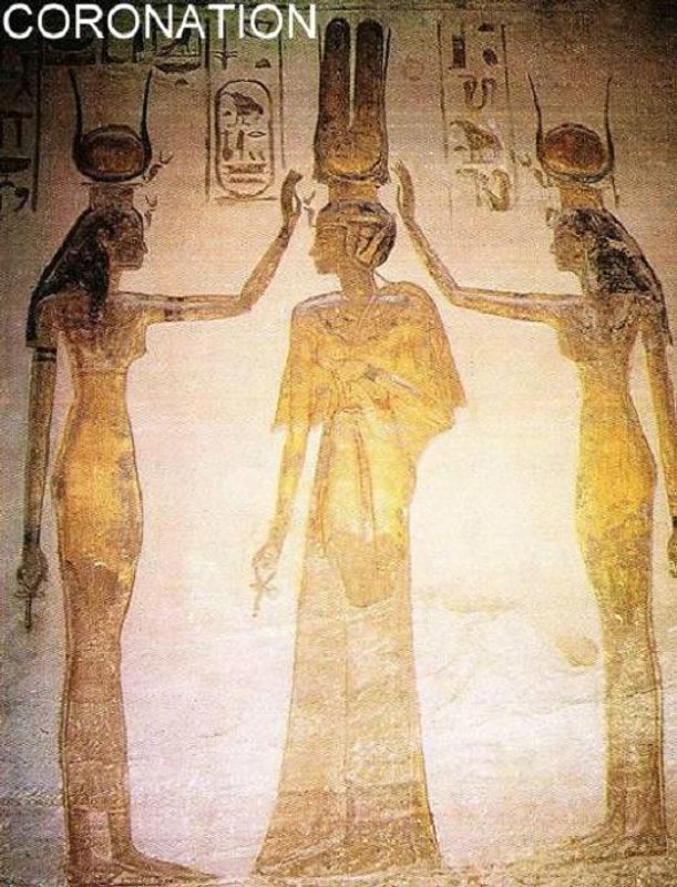 Aswan Private Tour - imaginary carving of Goddess Isis and Hathor making coronation of Queen Nefertary