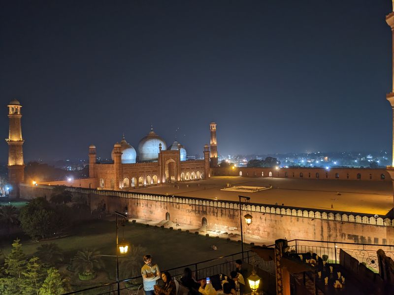 Lahore Private Tour - Badshahi Mosque night view from food street Lahore.