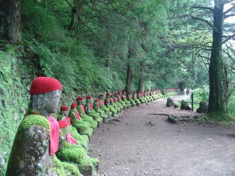 Nikko Private Tour - Kanmangafuchi Abbey.  Along Daiya river, you can enjoy walking among stone statues covered by moss.