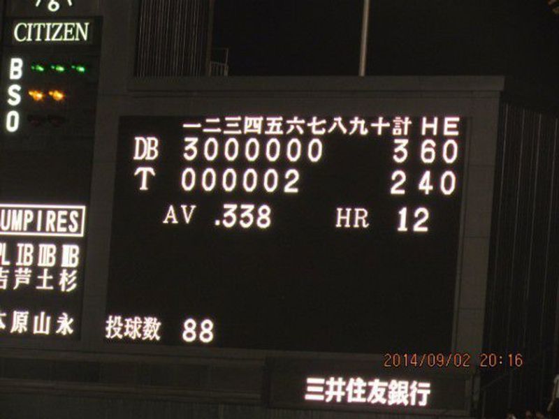 Osaka Private Tour - The score ia 2 to 3, 1 point behind At the bottom of the seventh inning 