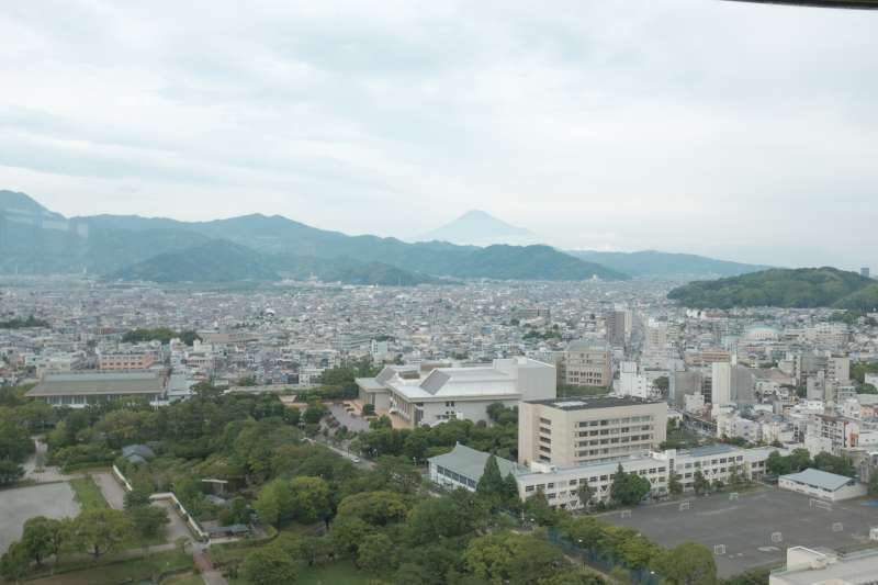 Shimizu Private Tour - View from the Prefectural Office Observatory, with Mt. Fuji seen vaguely in the distance