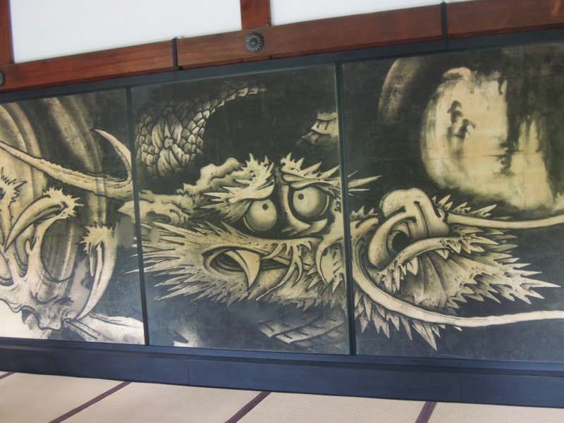Kyoto Private Tour - A dragon painting on paper sliding doors in the main hall of Tenry-ji Temple, Arashiyama