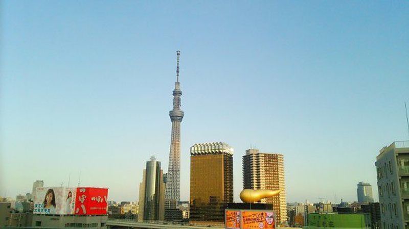 Tokyo Private Tour - A nice view from Asakusa - The Tokyo Skytree and some interesting buildings in Asakusa