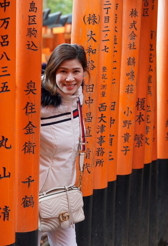 Kyoto Private Tour - Memorable Portrait picture for my guest taken with Torii gates of Fushimi Inari Taisha shrine