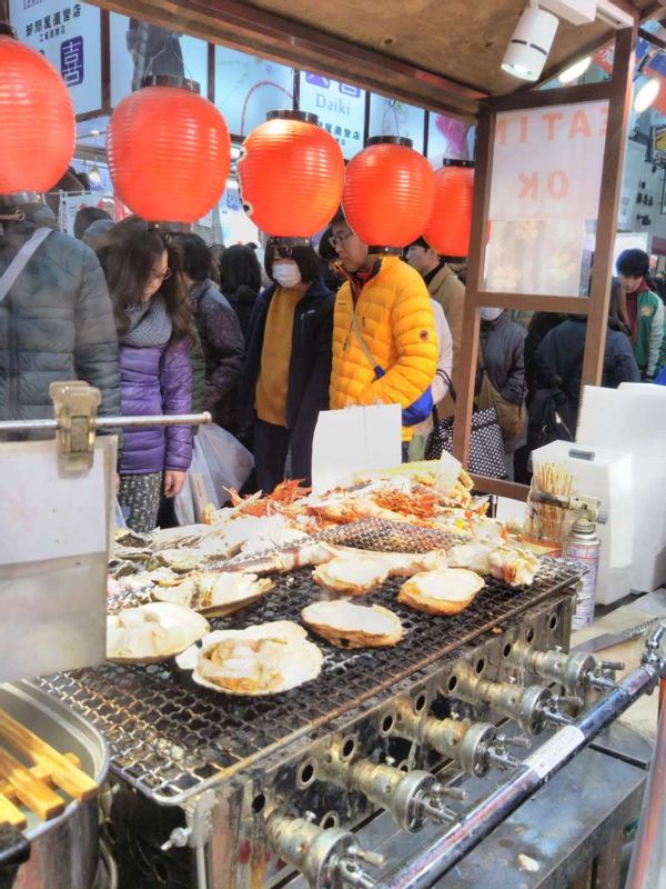 Nara Private Tour - The grilled seafood at Kuromon Fish Market