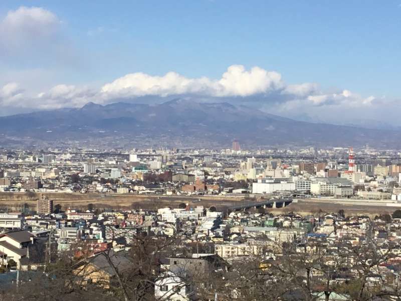 Gunma Private Tour - View of Takasaki-city, Jyomo-sanzan and a chain of mountains from Kannon statue