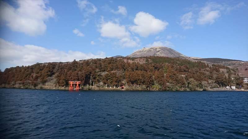 Hakone Private Tour - Mt. Komagatake, Hakone Shrine gate from the water 