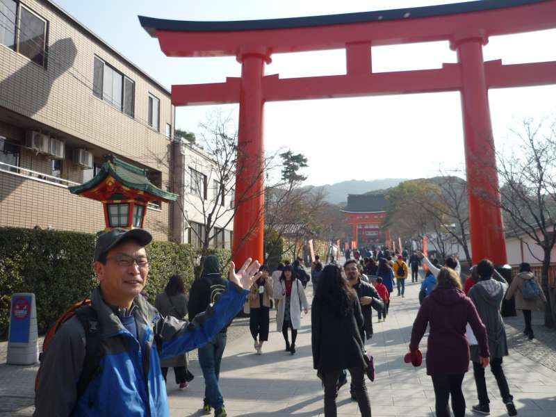 Kyoto Private Tour - The entrance of Fushimi Inari Shrine, the first "torii" gate.