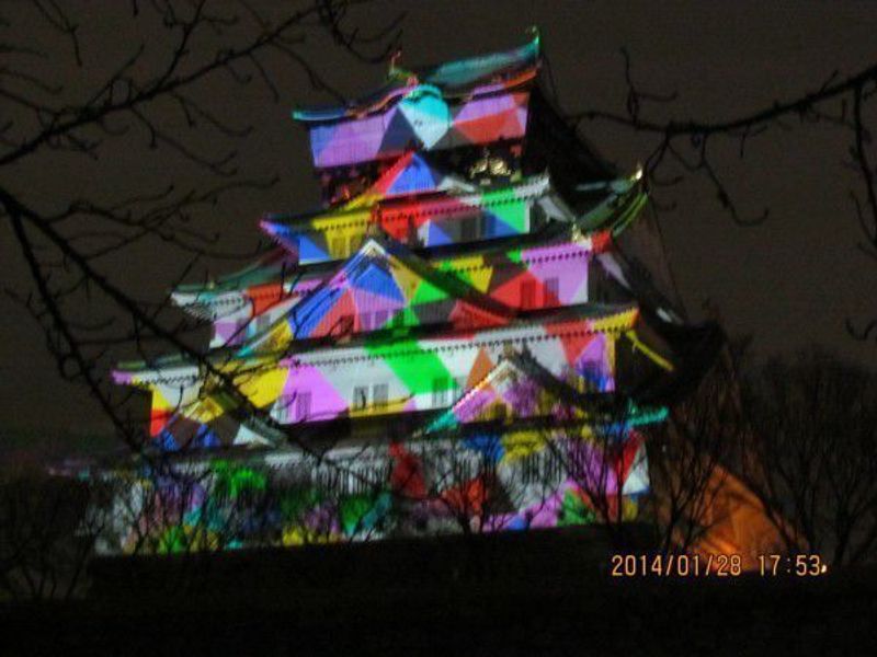 Osaka Private Tour - 3D mapping images were beautifully projected to Osaka Castle in 2013.   