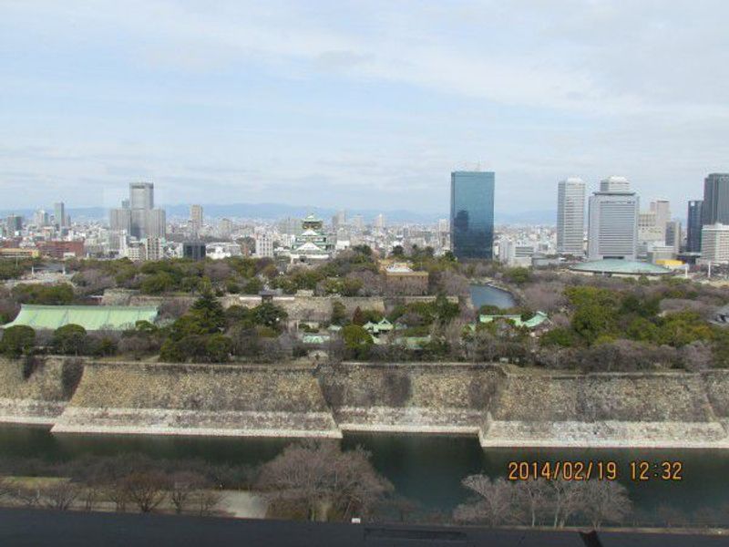 Osaka Private Tour - Osaka Castle can be seen in the center of this photo.　I took the whole Osaka Castle including Castle Park and Outer Moat.    