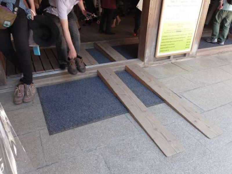 Wakayama Private Tour - A pair of planks to the entrance for wheelchairs at Kongobuji Temple