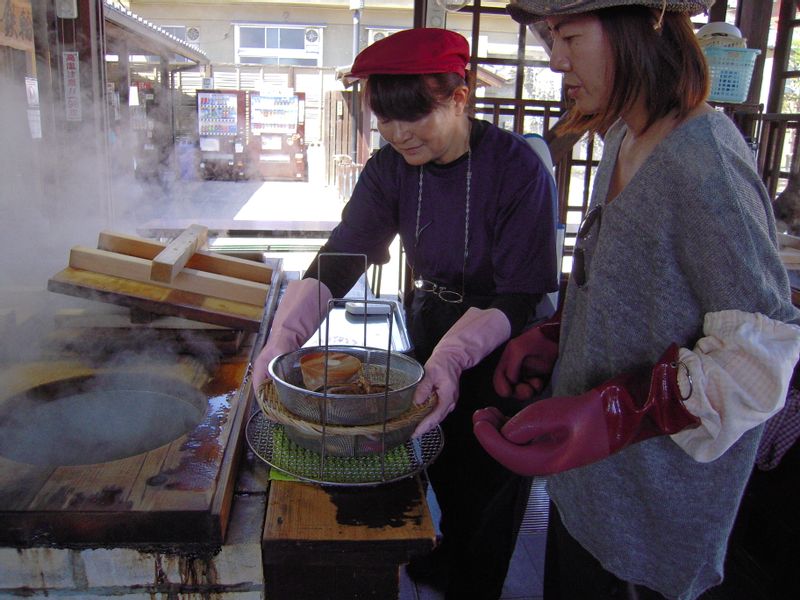 Fukuoka Private Tour - Enjoy cooking with natural steam comes out from under ground.