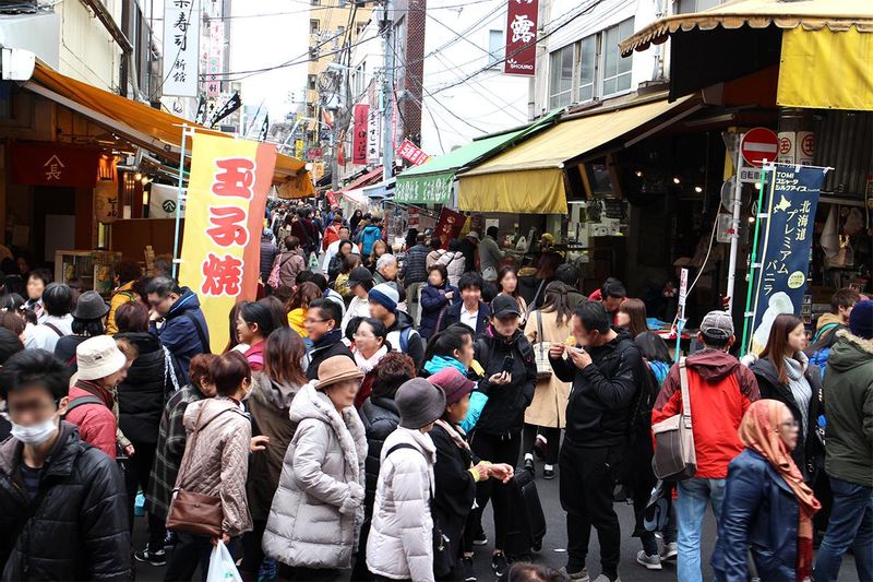 Tokyo Private Tour - This is the picture of Tsukiji Outer Market.   There are many ready-to-east stands, restaurants, kitchen goods stores and etc.