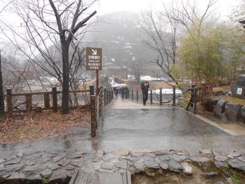 Gifu Private Tour - The suspension bridge over the Shogawa river which crosses from the bus stp to Shirakawago village.