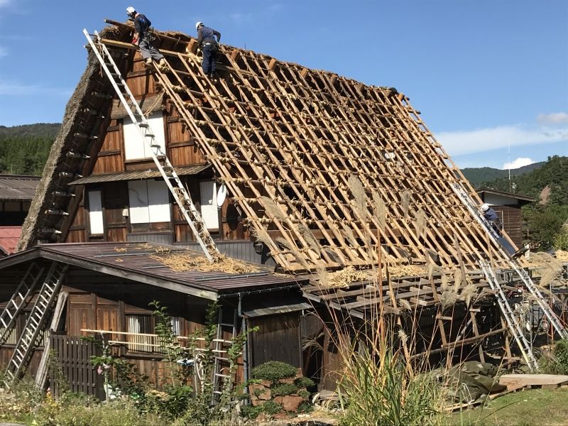 Shirakawago Private Tour - By chance, you might happen to meet the scene villageres are re-thaching roofs. You will learn how unique traditional roofs are preserved for generations.