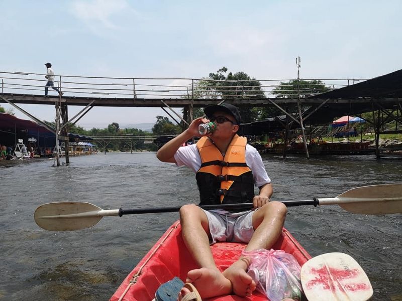 Vientiane Private Tour - Kayak along Namsong river with COOL beer