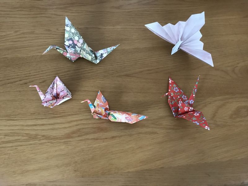 Tokyo Private Tour - Various designs of Origami cranes, "orizuru".