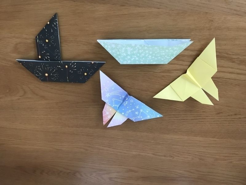 Tokyo Private Tour - Origami works for young participants include a trick boat, catamaran, and butterflies.