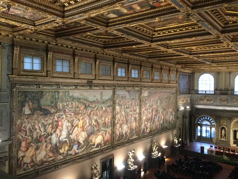 Florence Private Tour - Hall of the Five Hundred inside Palazzo Vecchio.