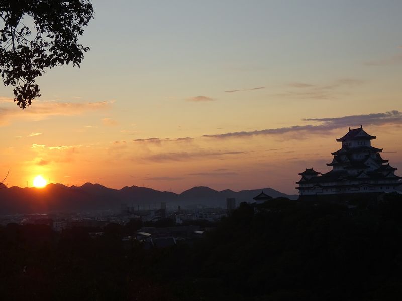 Himeji Private Tour - Himeji castle at sunrise from Princess Sen's Shrine