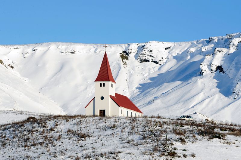 Reykjavik Private Tour - Church in Vik in winter.