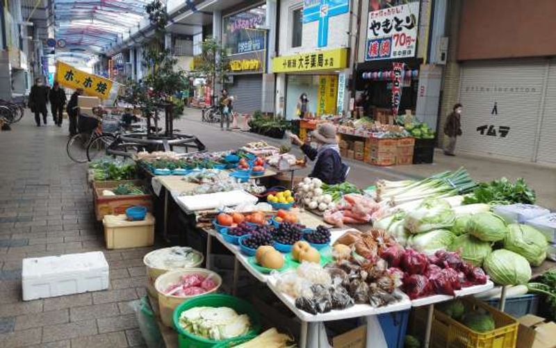 Niigata Private Tour - Honcho Market.  She is ready to sell her products.