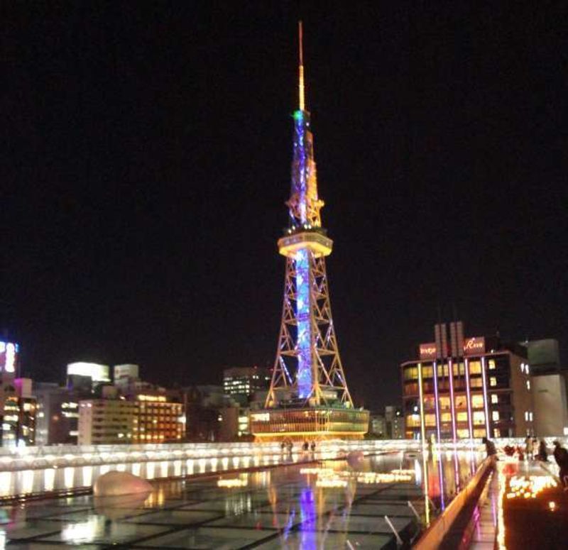 Nagoya Private Tour - Night View of Nagoya TV Tower viewed from Oasis21 