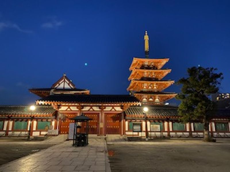 Osaka Private Tour - The night view of Shitennoji Temple