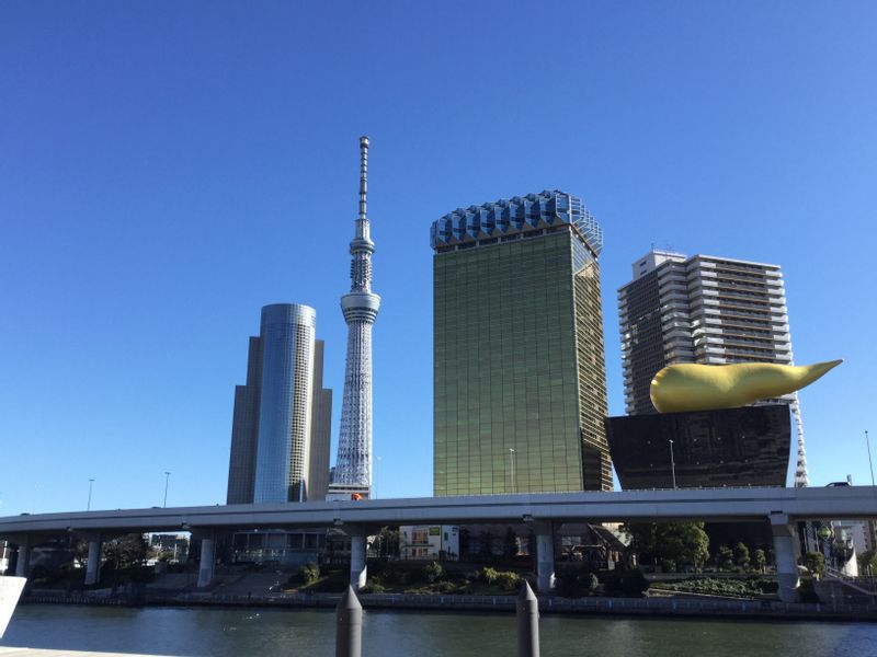 Tokyo Private Tour - T2. Asakusa including Senso-ji Temple  (View of the Tokyo-Sky-Tree and the headquarters of Asahi beer company)