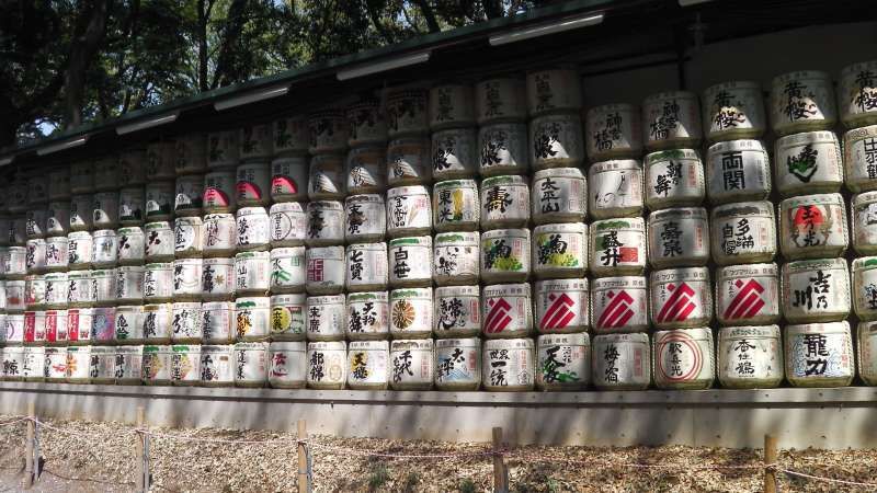 Tokyo Private Tour - T1. Meiji-Jingu Shrine (Display of many kinds of Sake barrels)