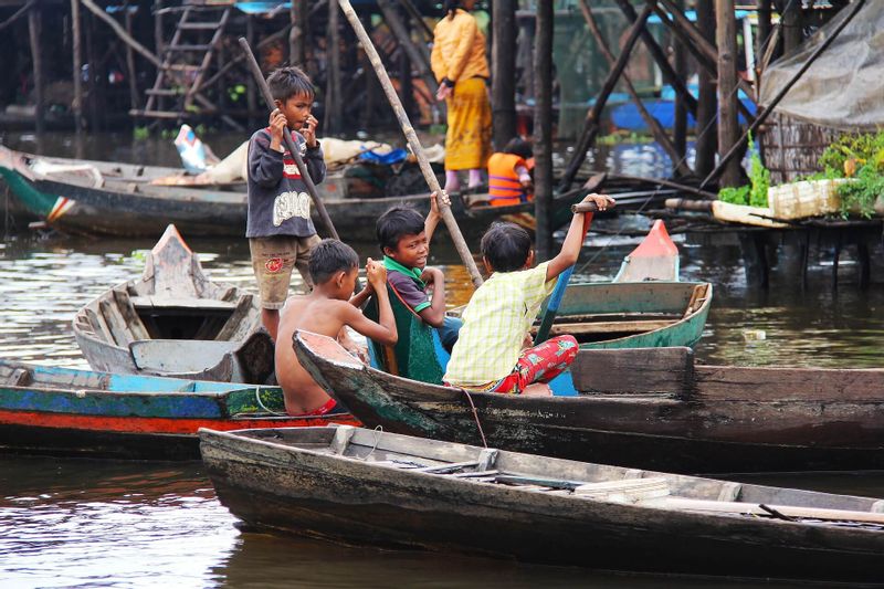 Siem Reap Private Tour - Floating Village in the dry season, Siem Reap, Cambodia.