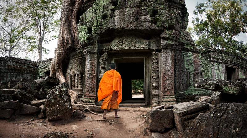 Siem Reap Private Tour - Monk at Ta Prom Temple, Siem Reap, Cambodia.