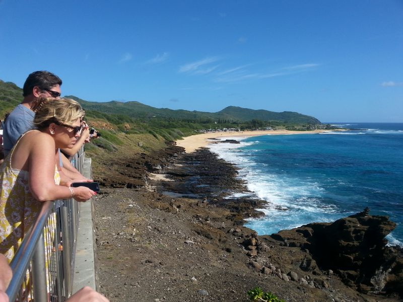 Hawaii (Oahu) Private Tour - View of Sandy's Beach from the Halona Blowhole