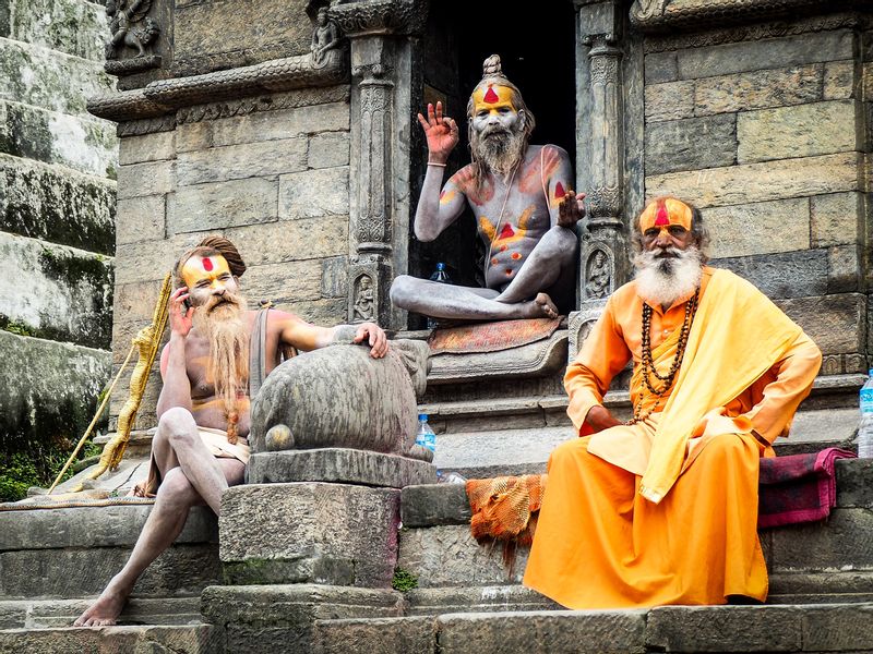 Kathmandu Private Tour - Sadhus(holy men) at Pashupatinath Hindu temple