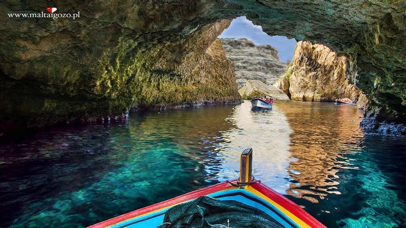 Malta Private Tour - This is from inside Blue Grotto which is access to this location only by a boat. One can swim inside the caves and also dipping your hand in the blue reflection sea of one of the cave. This trip is all year around and it is a 20 minutes boat trip and worth visiting the site. 