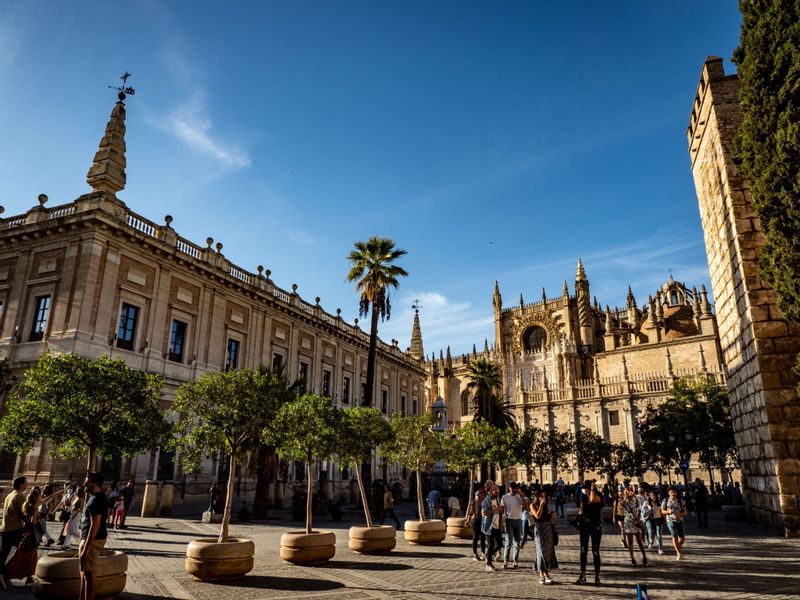 Seville Private Tour - Plaza del triunfo, Archive of the Indias and cathedral