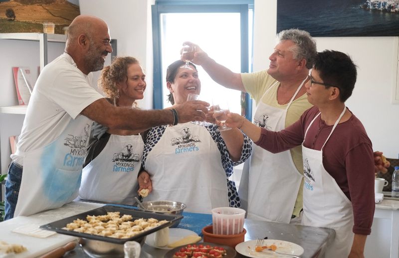 Mykonos Private Tour - Celebrating the end of today's cooking