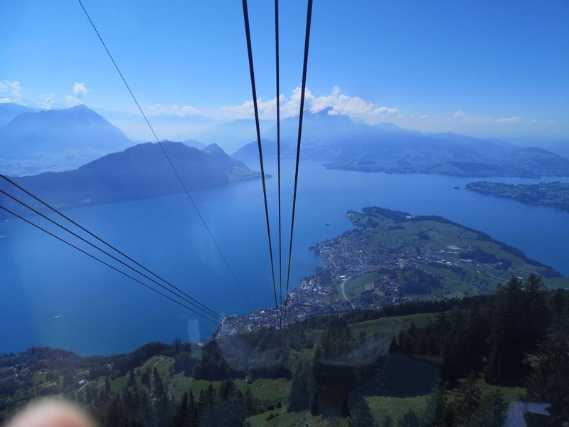 Lucerne Private Tour - Cable car coming down from Rigi