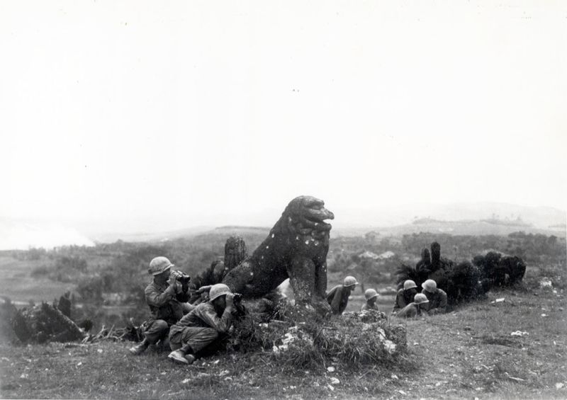 Okinawa Main Island Private Tour - American soldiers scouted a Japanese position by using a stone lion as protection. 
