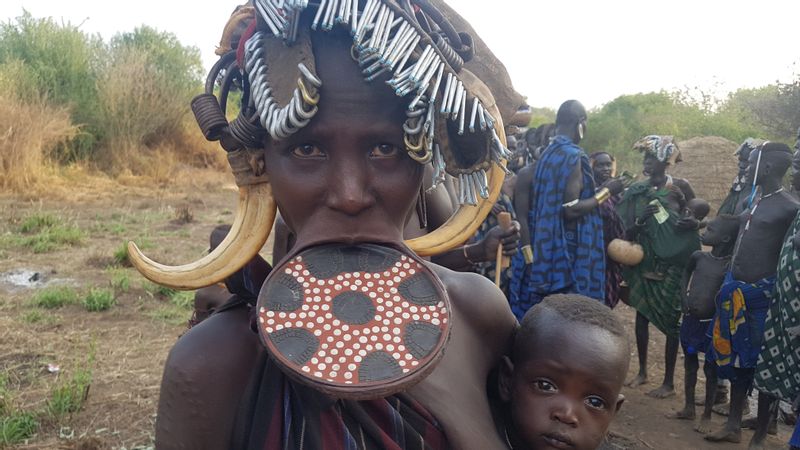 Addis Ababa Private Tour - A woman of Mursi tribe with lip plates