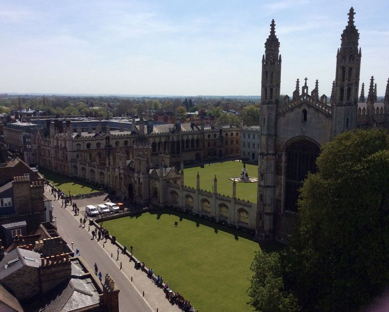 Cambridge Private Tour - High view of King's Parade, King's College and its famous Chapel