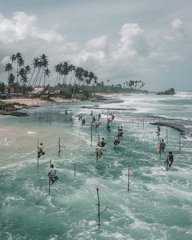 Galle Private Tour - Stilt Fishing in rough sea 